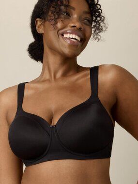 Playtex Secrets Balconette Full-Figure Wireless Bra Black 42D Women's NWT